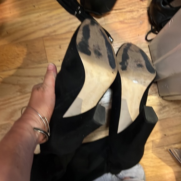 High suede black boots with Gold zipper - Picture 3 of 3